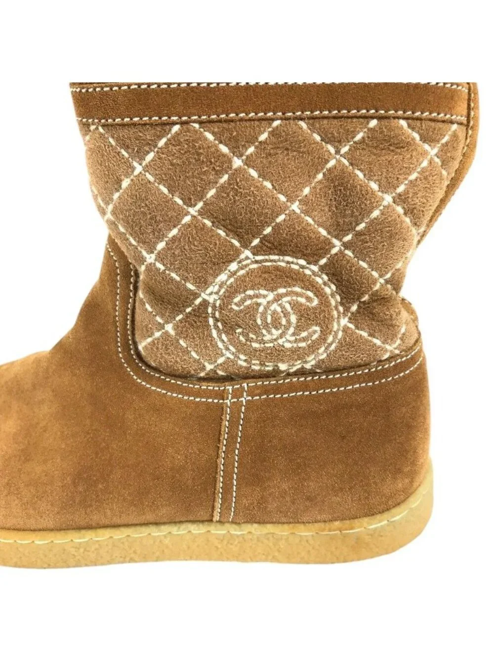 Chanel Boots CC Logo Shearling Brown